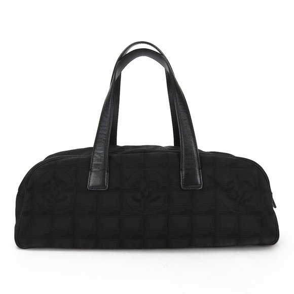 CHANEL Handbag New Line No. 6 Coco Mark Jacquard Nylon Leather Black Women's - Picture 3 of 11